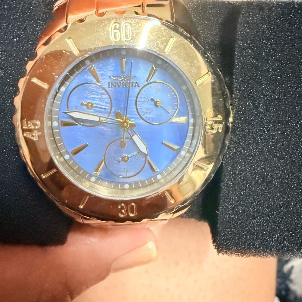 Invicta womens Gold-Tone Watch with Blue Dial